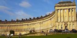 The Royal Crescent is around 500 feet long that ha The Royal Crescent is around 500 feet long that has each building of 50 feet. The ground floor contains 114 columns which are around 30 inches thick a
